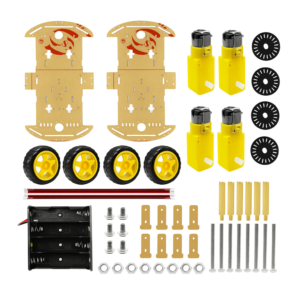 Transparent Chassis 4WD Smart Robot Car Chassis Kit Double Layer Acrylic Platform