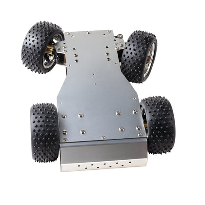 Metal smart robot chassis with 85mm rubber wheels and dual DC motors