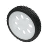 Black rubber robot wheel with white plastic hub