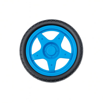 D-hole center design of 65mm blue BO motor wheel for robotics