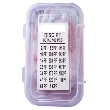 100 Pcs 50 Volt Mix Capacitance Pack (Type 20X5 Pcs. Each)