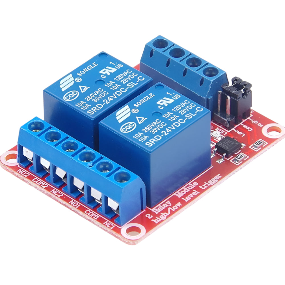 24V 2-Channel Relay Module with Optocoupler & Light Coupling