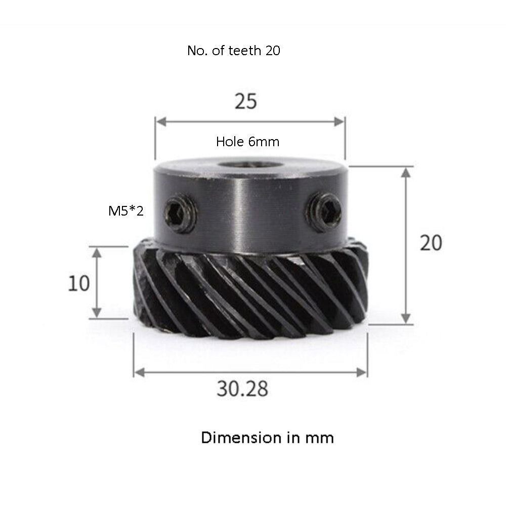 Left Handed Helical 1 Module 20 Teeth Staggered Axis 45 Degree left-hand Helical Gear 6mm