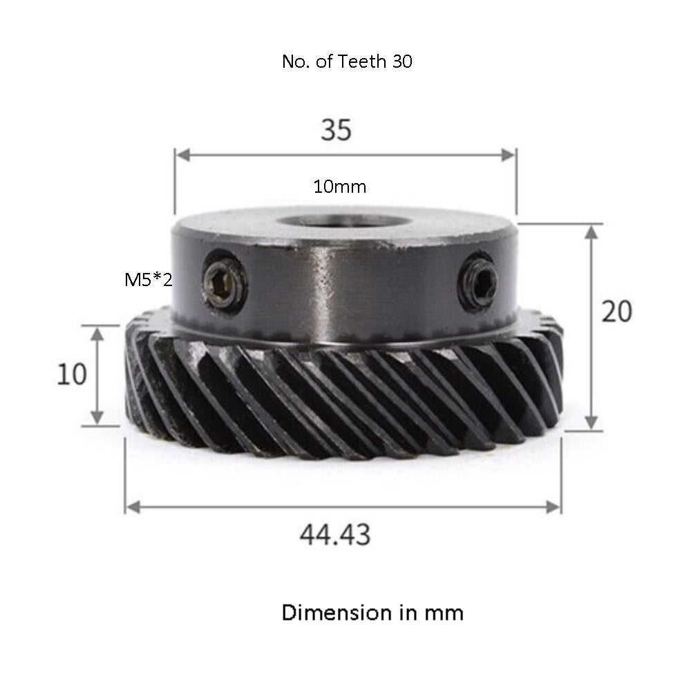 Left Handed Helical 1 Module 30 Teeth Staggered Axis 45 Degree left-hand Helical Gear 10mm