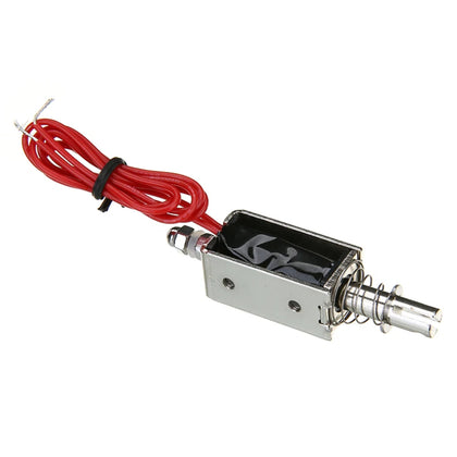 Side profile of tubular push solenoid industrial 12V unit
