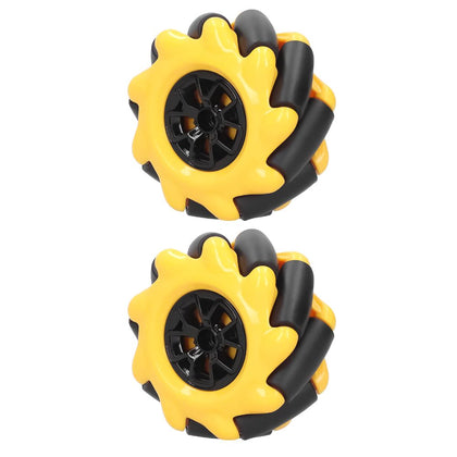 Mecanum Wheel Omnidirectional 60mm Left and Right Pair Yellow