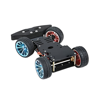 Metal 4WD smart car chassis with steering and rear drive