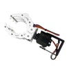 closeup of servo gripper with aluminium mechanical claw