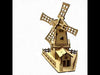DIY Music Box Windmill Light Science Experiment Kit – wooden windmill model with rotating blades, base platform, light, and music box, perfect for kids’ STEM projects and school science fairs.