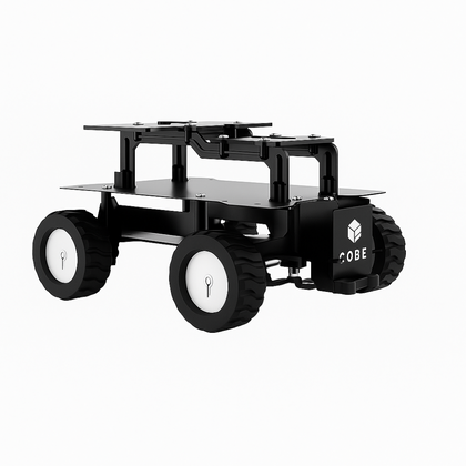 Front view of dual mode 4WD chassis for STEM robotics kits