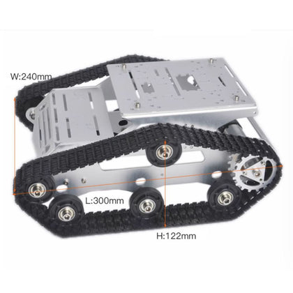 2WD tank crawler robot chassis silver — front view