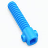 Side angle of blue plastic threaded rod extension for TT motor