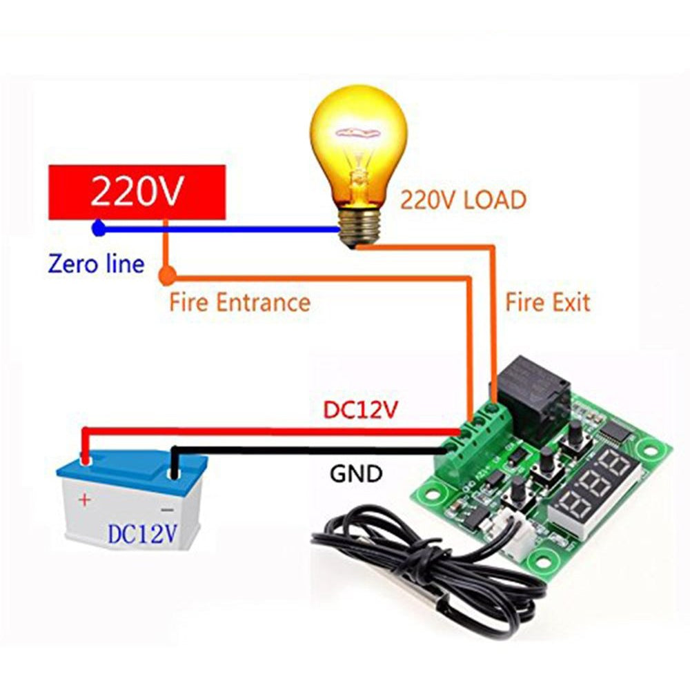 Scheda termostato, XH-W1209 Modulo sensore interruttore di controllo temperatura termostato digitale ad alta precisione con sonda sensore impermeabile Scheda termostato, XH-W1209 Modulo sensore interruttore di controllo temperatura termostato digitale ad alta precisione con sonda sensore impermeabile