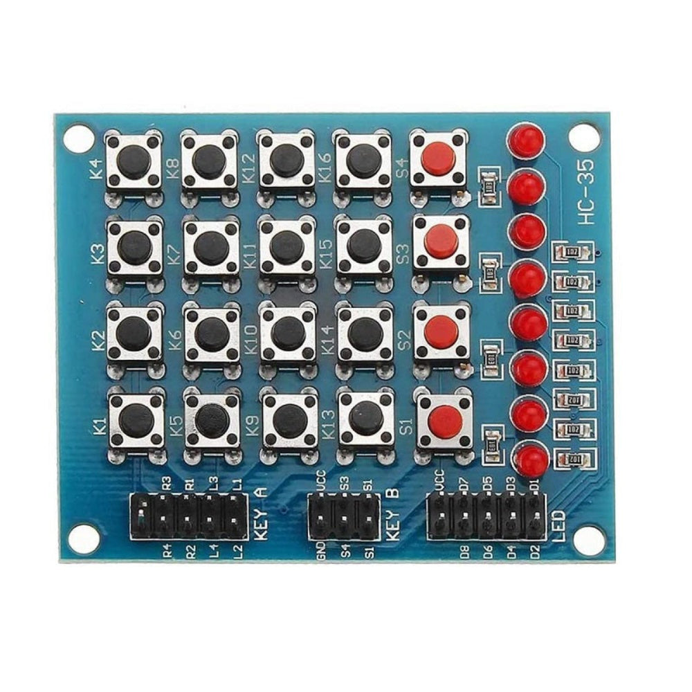 4×4 Push Button Switch 16 Keys 8LEDs Matrix Independent Keyboard Modul