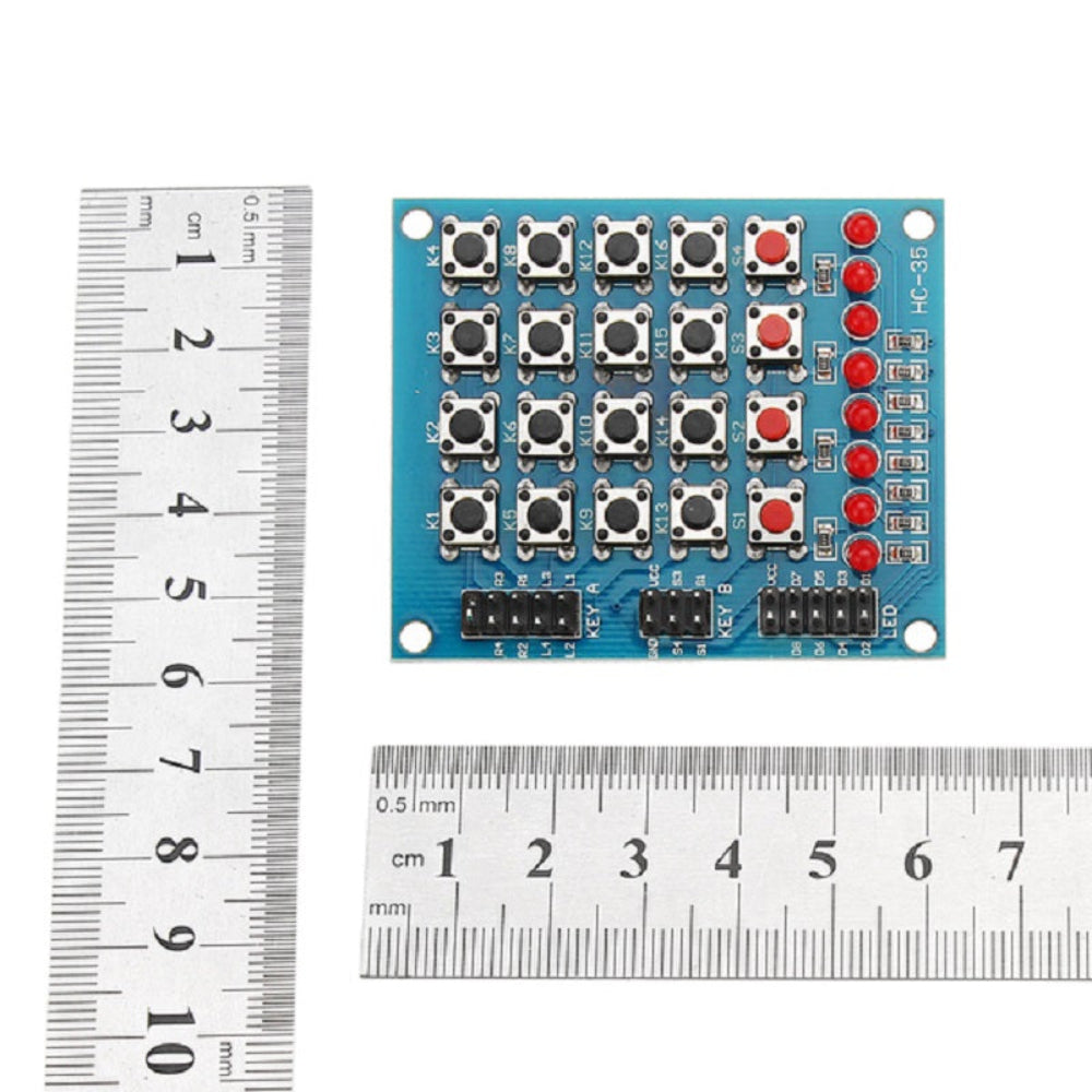 4×4 Push Button Keypad Module | 16 Keys & 8 LEDs Matrix