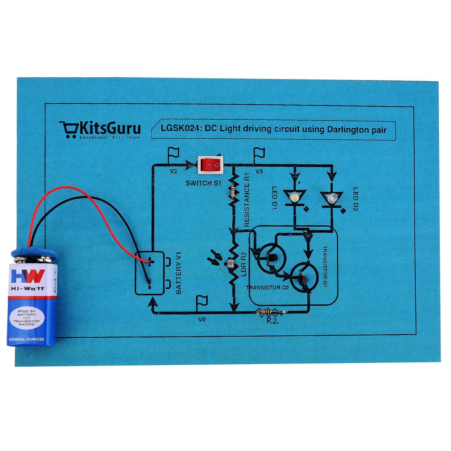 DIY Kit - DC Light Driving Circuit Using Darlington Pair || KitsGuru