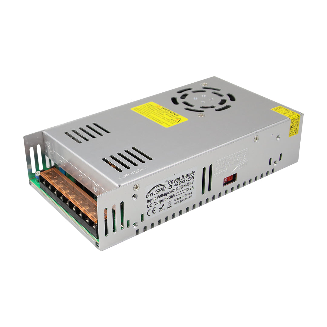 36V 13.8A 500W DC Power Supply with Cooling Fan - Industrial Grade