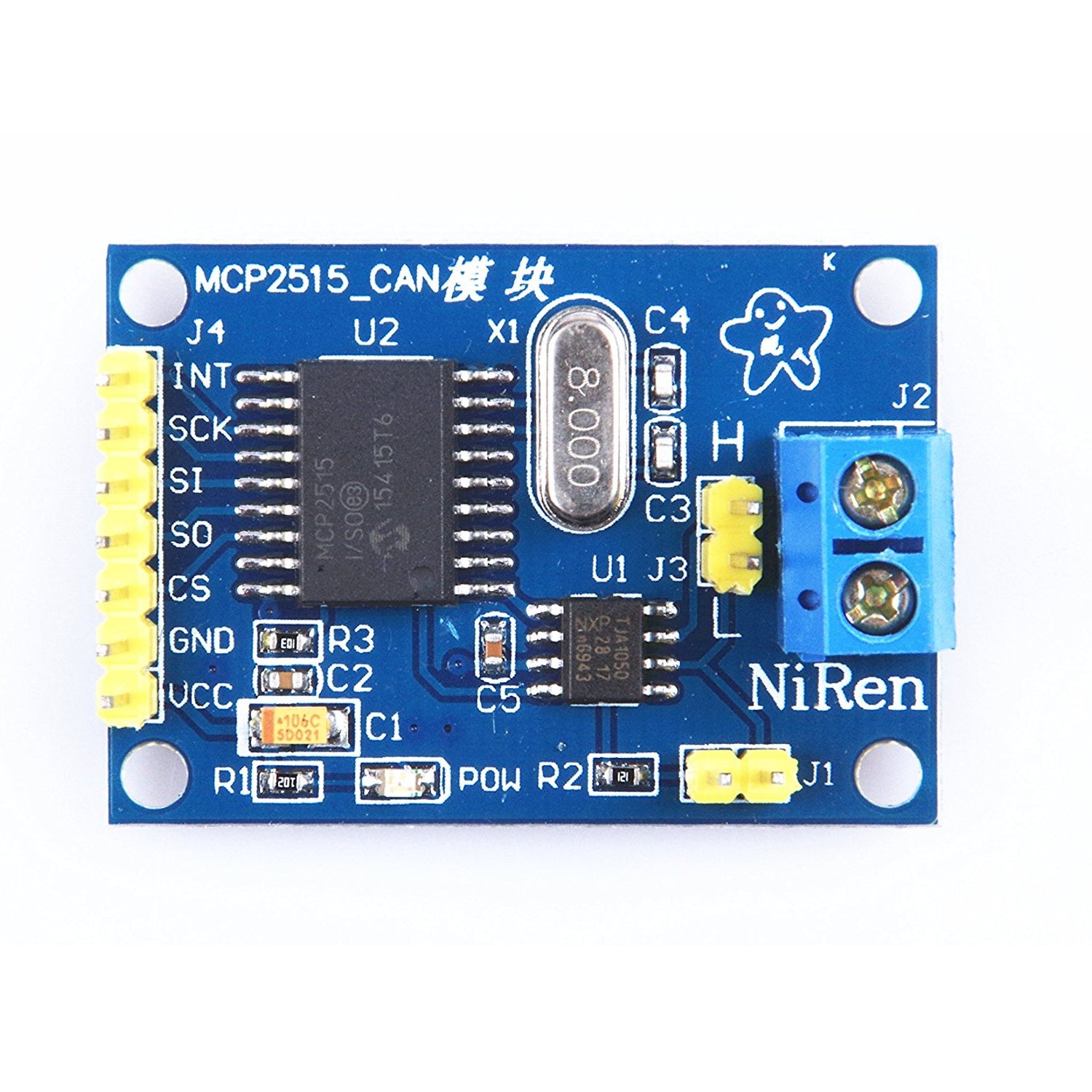 Módulo MCP2515 CAN Bus Con Receptor TJA1050 - Compatible Con Arduino Y Microcontroladores, Interfaz SPI, Velocidad Hasta 1 Mb/s