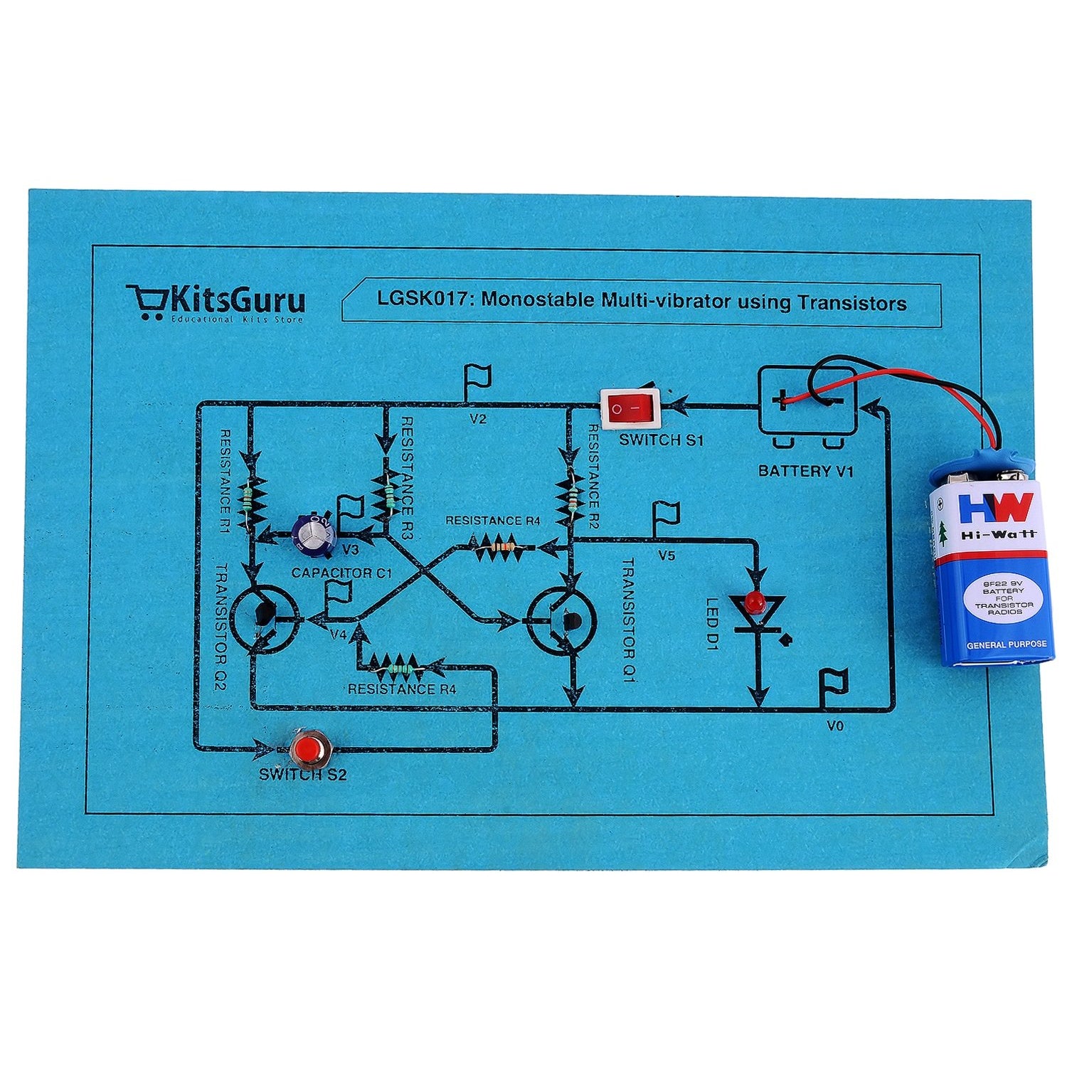Mini Projects Using Multivibrator DIY Kit : Monostable multibivrator using transistor || KitsGuru