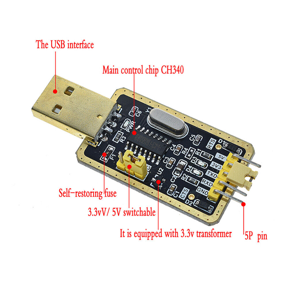 Ch330 USB to serial port download line CH340G module USB to TTL@ KitsGuru